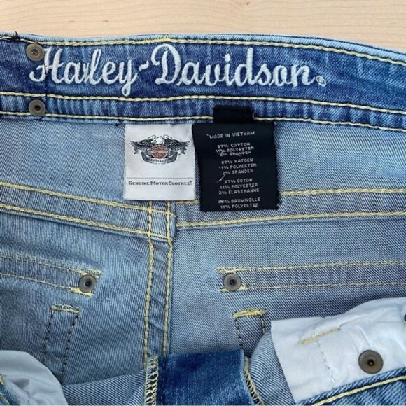 Harley Davidson jeans low rise straight leg stretch denim crystal light blue 8 - Picture 8 of 11